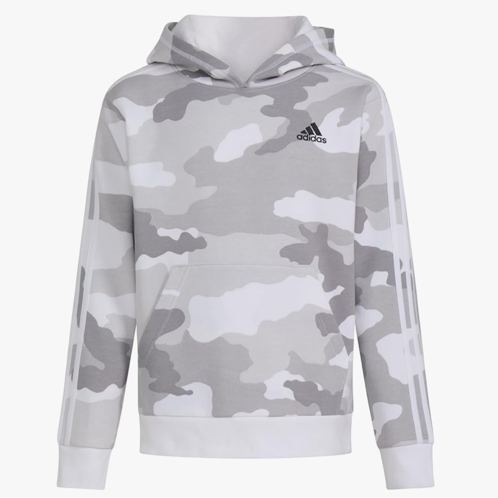 Adidas Kids White and Gray Camo Hoodie